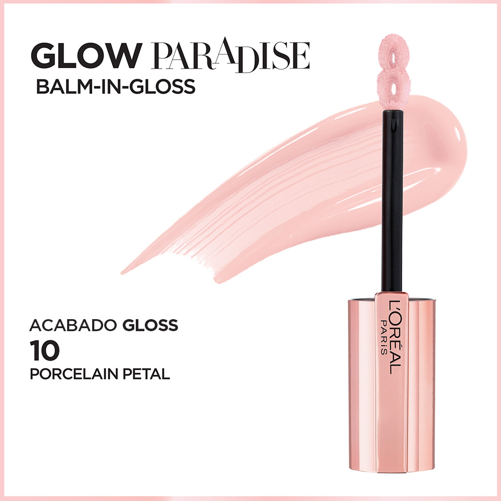 Labial Loreal Paris Glow Paradise Gloss 10 Porcelain Petal (SKU 71249650042)